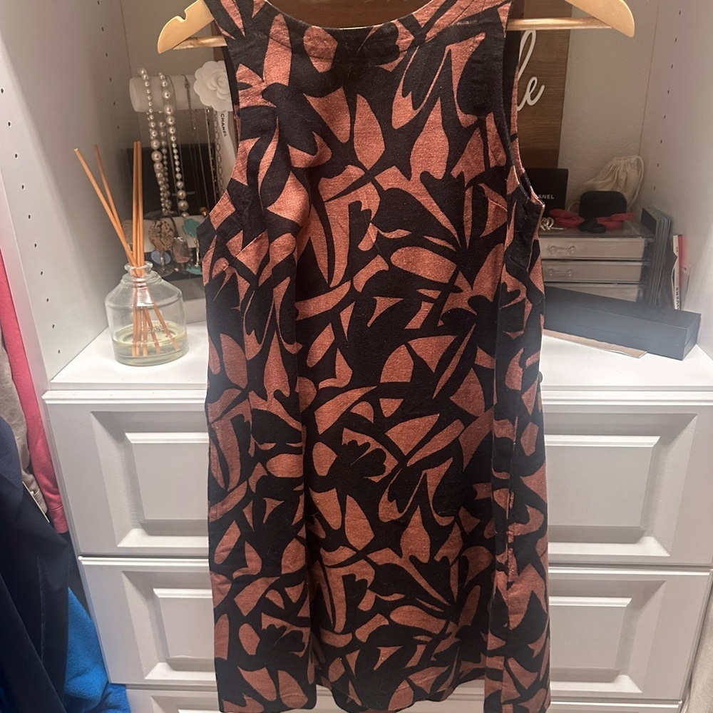A new day Black and Brown Leaf Print Dress - Picture 4 of 6